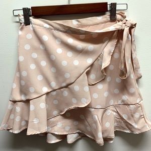 gianni bini wrap polka dot pink skirt